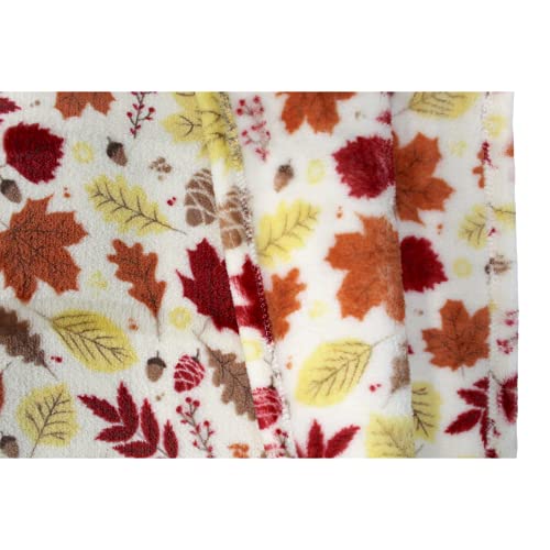 Fall Decor Throw Blanket: Soft Warm Autumn Leaves and Berries in Red Yellow Brown Beige Colors for Living Room Couch Bed Chair Dorm