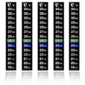 dosminer thermometer strips 5 pcs double scale adhesive thermometer stickers instant read temperature stickers, celsius and fahrenheit system display for aquariums, brewing beer and wine