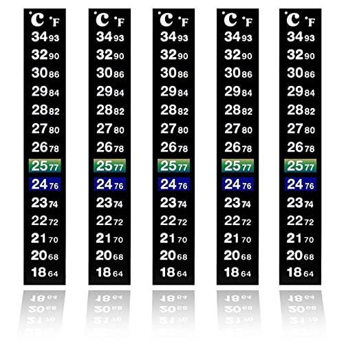 Dosminer Thermometer Strips 5 Pcs Double Scale Adhesive Thermometer Stickers Instant Read Temperature Stickers, Celsius and Fahrenheit System Display for Aquariums, Brewing Beer and Wine