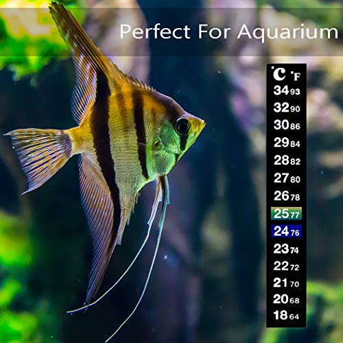 Dosminer Thermometer Strips 5 Pcs Double Scale Adhesive Thermometer Stickers Instant Read Temperature Stickers, Celsius and Fahrenheit System Display for Aquariums, Brewing Beer and Wine