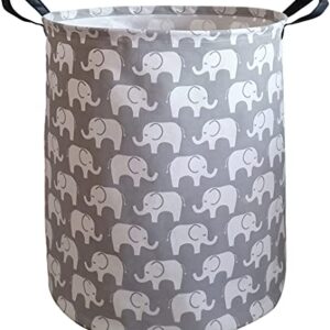 KUNRO Large Sized Storage Basket Waterproof Coating Organizer Bin Laundry Hamper for Nursery Clothes Toys (Elephant)