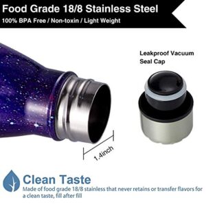 HGDGears 17oz Stainless Steel Water Bottle Double Wall Vacuum Insulated Flask BPA Free Leak Proof Cola Shape Thermos with Brush, Galaxy Purple