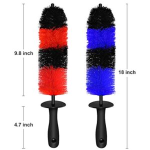 2-Pack Master Wheel Brush, Easy Reach Wheel and Rim Detailing Brush 18’’ Long Soft Bristle, Car Wheel Brush, Rim Tire Detail Brush,Multipurpose use for Wheels,Rims,Exhaust Tips,Motorcycles