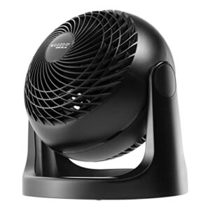 iris usa woozoo air circulator fan, vortex fan, desk fan, portable fan, 3 speed settings, 360 tilting head, 52ft max air distance, large, black