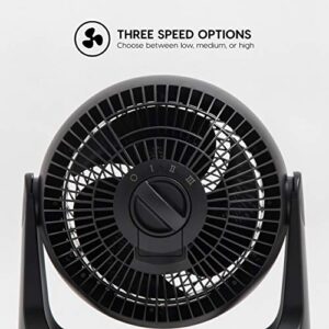 IRIS USA WOOZOO Air Circulator Fan, Vortex Fan, Desk Fan, Portable Fan, 3 Speed Settings, 360 Tilting Head, 52ft Max Air Distance, Large, Black