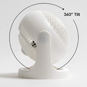 IRIS USA WOOZOO Air Circulator Fan, Vortex Fan, Desk Fan, Portable Fan, 3 Speed Settings, 360 Tilting Head, 46ft Max Air Distance, Large, White