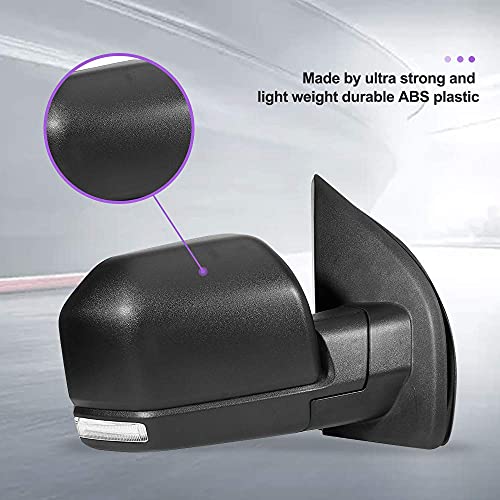 INEEDUP Towing Mirrors Tow Mirrors Fit for 2015-2019 for Ford for F150 with Left Right Side Power Operation Heated with Turn Signal Light Manual Folding