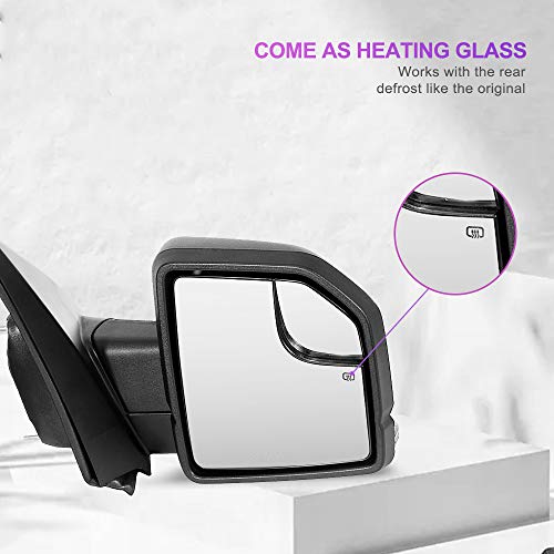 INEEDUP Towing Mirrors Tow Mirrors Fit for 2015-2019 for Ford for F150 with Left Right Side Power Operation Heated with Turn Signal Light Manual Folding