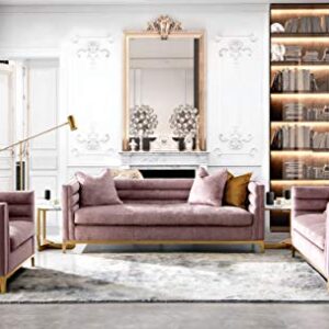 Acanva Luxury Modern Tufted Velvet Down-Filled Living Room Sofa, 63"W Loveseat, Pinkish Purple