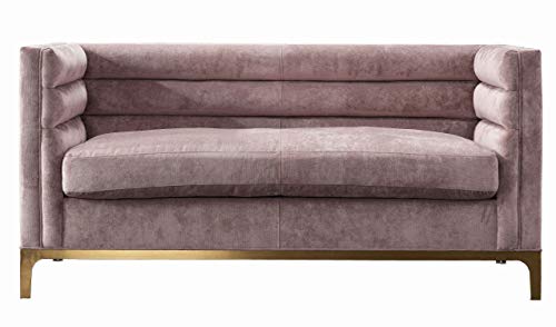 Acanva Luxury Modern Tufted Velvet Down-Filled Living Room Sofa, 63"W Loveseat, Pinkish Purple