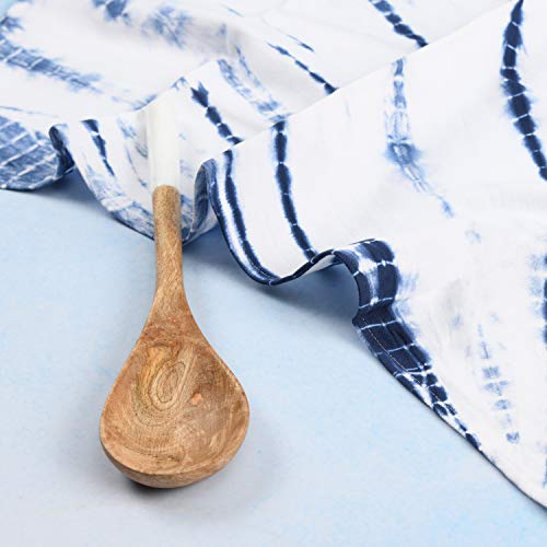 Folkulture Kitchen Towels or Dish Towels, 18 X 26 Inches Tea Towels or Dish Cloths with Corner Hanging Loop, Set of 3 Cotton Dish Rags for Kitchen Décor, Indigo Blue Shibori