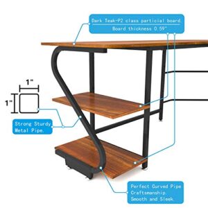 Weehom Reversible L-Shaped Desk with Shelves Large Corner Gaming Computer Desks for Home Office Writing Workstation Wooden Table