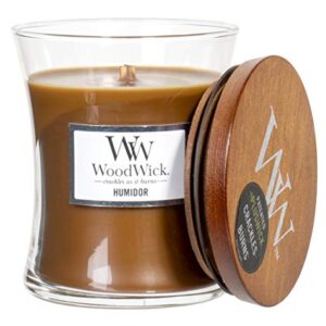 WoodWick Humidor Scented Hourglass Crackling Wooden Wick Candle in Clear Glass Jar, Medium - 9.7 Oz