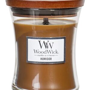 WoodWick Humidor Scented Hourglass Crackling Wooden Wick Candle in Clear Glass Jar, Medium - 9.7 Oz