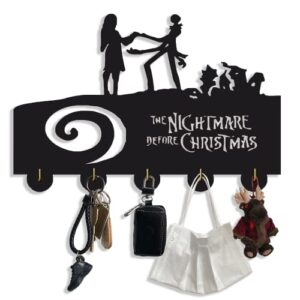 the nightmare before christmas key hooks-wall hooks heavy duty 20lb(max),wall décor,wood coat hooks, key holder,key hanger for wall、entryway and kitchen