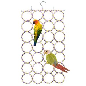 bird rope climbing net parrot swing hanging toy for parakeet cockatiel cockatoo conure african grey macaw (random color)