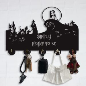 The Nightmare Before Christmas Key Hooks-Wall Hooks Heavy Duty 20LB(Max),Wall Décor,Wood Coat Hooks, Key Holder,Key Hanger for Wall、Entryway and Kitchen