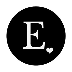 White Initial Letter E heart Monogram on Black PopSockets Swappable PopGrip