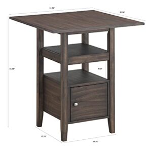 New Classic FURNITURE Derby Counter Dining Stool Set with 1 Table and 4 Chairs, Chocolate