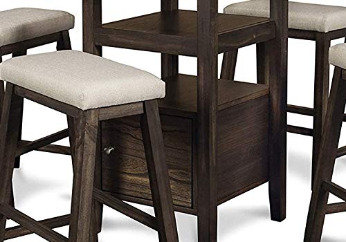 New Classic FURNITURE Derby Counter Dining Stool Set with 1 Table and 4 Chairs, Chocolate