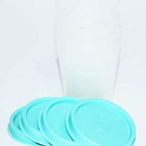 Tupperware Vintage Set of 4 Midgets 2 Ounce Mini Containers Seafoam Aqua Blue Country Pastel