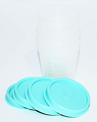 Tupperware Vintage Set of 4 Midgets 2 Ounce Mini Containers Seafoam Aqua Blue Country Pastel