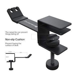 Headphone Headset Stand Holder, 6amLifestyle Universal Metal Gaming Headphones Hanger Mount Under Desk Hook Clip with Adjustable Clamp for All Headsets, Black（Patented）