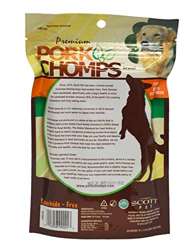 Pork Chomps Baked Pork Skin Dog Chews, 6-inch Twists, Real Chicken Wrap, 4 Count