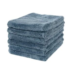 Detailer's Preference Extra Absorbent and Ultra Plush 500GSM Edgeless Microfiber Towel 16x16 Inches, Gray, 6 Pack