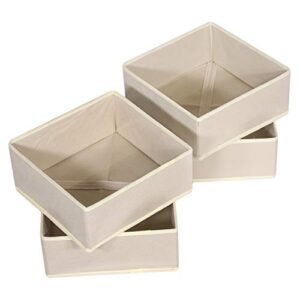 DIOMMELL 9 Pack Foldable Cloth Storage Box Closet Dresser Drawer Organizer Fabric Baskets Bins Containers Divider for Clothes Underwear Bras Socks Clothing, Beige 900