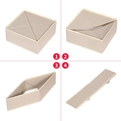 DIOMMELL 9 Pack Foldable Cloth Storage Box Closet Dresser Drawer Organizer Fabric Baskets Bins Containers Divider for Clothes Underwear Bras Socks Clothing, Beige 900