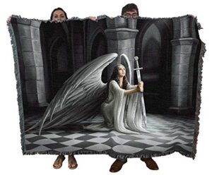 pure country weavers the blessing angel blanket by anne stokes gothic collection - gift fantasy tapestry throw woven from cotton - made in the usa (72x54)