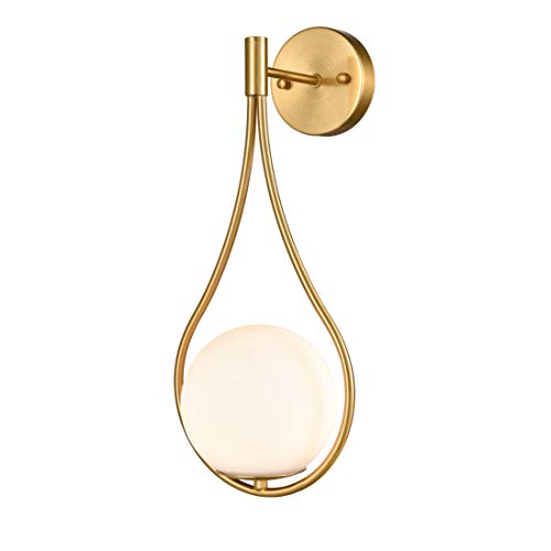 HOLKIRT Mid-Century Globe Wall Sconce Lamp Modern Vanity Wall Light Fixture Brass Finish