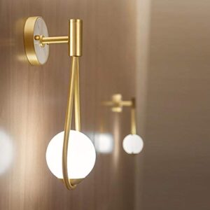 HOLKIRT Mid-Century Globe Wall Sconce Lamp Modern Vanity Wall Light Fixture Brass Finish