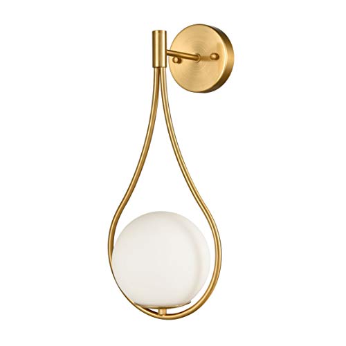 HOLKIRT Mid-Century Globe Wall Sconce Lamp Modern Vanity Wall Light Fixture Brass Finish