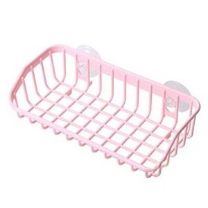 gnc33ouhen double suction cup sink sponge soap toothbrush cup holder kitchen bathroom drain storage rack pink