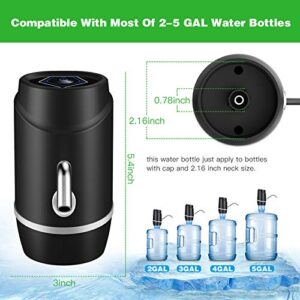 5 Gallon Water Dispenser,Electric Drinking Water Pump Portable Water Dispenser Universal USB Charging Water Bottle Pump For 2-5 Gallon With 2 Silicone