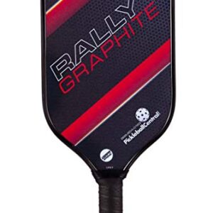 Rally PXL Graphite Pickleball Paddle (Red) XL Elongated Power & Reach Shape | Standard Grip | Polymer Honeycomb Core and Graphite Face