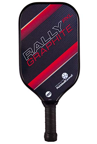 Rally PXL Graphite Pickleball Paddle (Red) XL Elongated Power & Reach Shape | Standard Grip | Polymer Honeycomb Core and Graphite Face