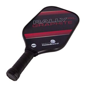 Rally PXL Graphite Pickleball Paddle (Red) XL Elongated Power & Reach Shape | Standard Grip | Polymer Honeycomb Core and Graphite Face