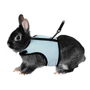 cute rabbit bunny harness and leash - soft rabbit harness breathable mesh vest small animal outdoor walking running accessories - size xl (sky blue)