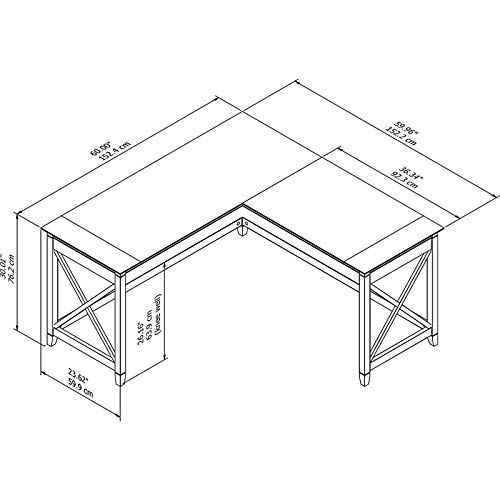 Bush Furniture Key West 60W L Shaped Desk with Mobile File Cabinet and Desktop Organizers, Bing Cherry