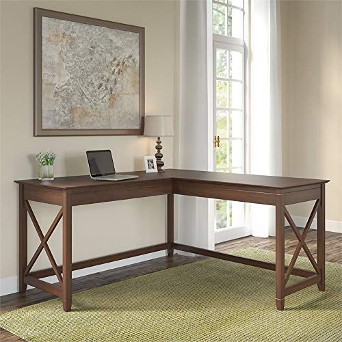Bush Furniture Key West 60W L Shaped Desk with Mobile File Cabinet and Desktop Organizers, Bing Cherry