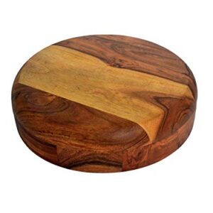 Kaizen Casa Wooden Round Shaped Serving Bowl For Fruit,Dessert Platter Tray Dish Kitchen Dining Fruit,Dessert,Snack