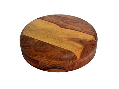 Kaizen Casa Wooden Round Shaped Serving Bowl For Fruit,Dessert Platter Tray Dish Kitchen Dining Fruit,Dessert,Snack