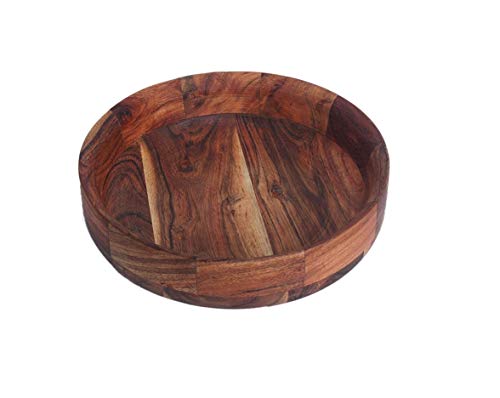 Kaizen Casa Wooden Round Shaped Serving Bowl For Fruit,Dessert Platter Tray Dish Kitchen Dining Fruit,Dessert,Snack