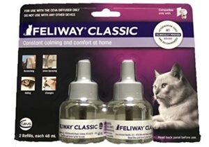 feliway classic diffuser refill for cats | constant calming & comfort at home (2 pack(48 ml))