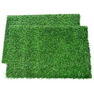 loobani dog grass pee pads, arificial grass patch for potty tray, fake grass tuf for dogs to pee on, indoor pee grass for dog potty, dog grass outdoor use- set of 2(18" x 23")