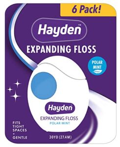 hayden clean+ dental floss | 6 pack | polar mint with anti tartar actives for gentle care | 30 yards per unit