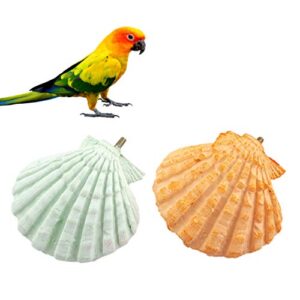 POPETPOP Parrot Perch Stand - 2PCs Shell Shape Totoro Squirrel Hamster Calcium Teeth Mouth Molar Grinding Stone Parrot Beak Stone Stand Platform